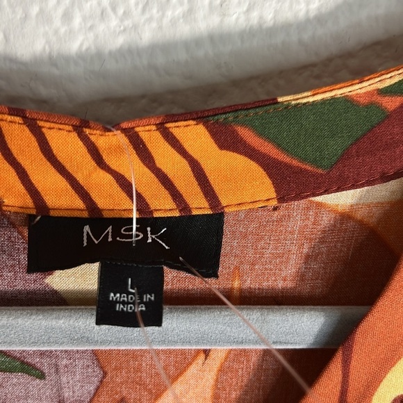 MSK Split-Neck Puff-Sleeve High-Low Dress women’s Sz L Floral Boho NWT - Picture 5 of 8